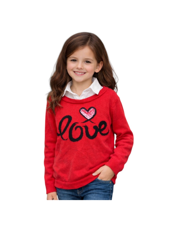 American Girl Other - American Girl Grace Thomas Red Sequin Heart Love Sweater Girls 7/8